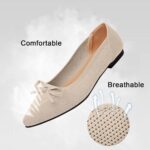 Women's Flats Pointed Toe Bow Knit Ballet Shoes Comfortable Dressy Mesh Slip On Flat - Image 3
