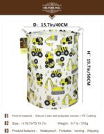HUNRUNG Laundry Hamper,Large Canvas Fabric Lightweight Storage Basket Toy Organizer Dirty Clothes Collapsible Waterproof for College Dorms, Children Bedroom,Bathroom（Round Engineering） - Image 3