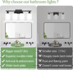 4-Light Bathroom Light Fixtures, Vanity Light with Milky White Shades, Matte Black Bathroom Light Fixtures Over Mirror, Modern Bathroom Wall Lamp for Mirror Living Room Cabinet Bedroom - Image 3