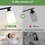 4-Light Bathroom Light Fixtures, Vanity Light with Milky White Shades, Matte Black Bathroom Light Fixtures Over Mirror, Modern Bathroom Wall Lamp for Mirror Living Room Cabinet Bedroom - Image 7