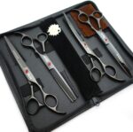 7.0in Titanium Black Professional Pet Grooming Scissors Set,Straight & Thinning & Curved Scissors 4pcs Set for Dog Grooming,(Black) - Image 3