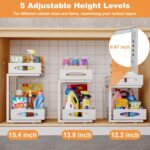 Under Sink Organizer, 2 Tier Under Sink Organizers and Storage, Adjustable Height, Slide out Metal Cabinet Organizers, Pull out Cabinet Storage Drawer Shelf for Kitchen Bathroom White, 2 Pack - Image 7