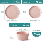 UMINEUX Ceramic Dinnerware Set for 4, 12-Piece Plates and Bowls Set for Kitchen and Dining, Modern Dishes Set, Dishwasher & Microwave Safe, Pink - Image 3