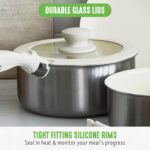 GreenLife Stainless Steel Nonstick 10 Piece Cookware Set, Detachable Handle, Induction Ready, Stackable Kitchen Set, Tri Ply Ceramic PFAS Free Pots & Pans, Space Saving, Oven Safe, Glass Lid, Silver - Image 11