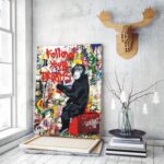 Monkey Street Graffiti Canvas Print Wall Art,-Follow Your Dreams Animal Canvas Art for Living Room Office Wall Decor Home Decoration Framed Ready to Hang,bedroom decor for men - Image 3