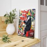 Monkey Street Graffiti Canvas Print Wall Art,-Follow Your Dreams Animal Canvas Art for Living Room Office Wall Decor Home Decoration Framed Ready to Hang,bedroom decor for men - Image 7