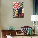 Monkey Street Graffiti Canvas Print Wall Art,-Follow Your Dreams Animal Canvas Art for Living Room Office Wall Decor Home Decoration Framed Ready to Hang,bedroom decor for men - Image 9