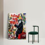 Monkey Street Graffiti Canvas Print Wall Art,-Follow Your Dreams Animal Canvas Art for Living Room Office Wall Decor Home Decoration Framed Ready to Hang,bedroom decor for men - Image 10