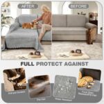 1OO% Waterproof Sectional Couch Covers for Dogs Chenille L Shape Sofa Cover Blanket Set 2 Pieces Sectional Slipcover with Tassel Soft Washable Pet Furniture Protector (XX-Large, Air Grey) - Image 5