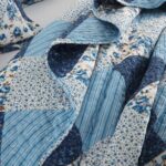 Autumn Dream Cotton Bedspread Quilt Sets Reversible Rustic Coverlet Sets Comforters White Blue Rose Floral Patchwork Pattern Bedding Sets, King Size - Image 5