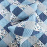 Autumn Dream Cotton Bedspread Quilt Sets Reversible Rustic Coverlet Sets Comforters White Blue Rose Floral Patchwork Pattern Bedding Sets, King Size - Image 7