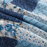 Autumn Dream Cotton Bedspread Quilt Sets Reversible Rustic Coverlet Sets Comforters White Blue Rose Floral Patchwork Pattern Bedding Sets, King Size - Image 10