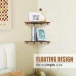 Corner Shelf Wall Mount, Floating Corner Shelves, Set of 4 Corner Wall Shelf Organizer, Rustic Wood Wall Storage Display Shelves for Living Room Bedroom Bathroom Kitchen, Rustic Brown - Image 8
