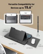 AboveTEK Adjustable Laptop Lap Desk, 3 Ergonomic Angles, PU Leather Non-Slip Surface, Heat Shield, Retractable Mouse Pad, Portable Laptop Lap pad Workstation for Bed, Sofa, Travel - Image 5