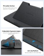 AboveTEK Adjustable Laptop Lap Desk, 3 Ergonomic Angles, PU Leather Non-Slip Surface, Heat Shield, Retractable Mouse Pad, Portable Laptop Lap pad Workstation for Bed, Sofa, Travel - Image 6