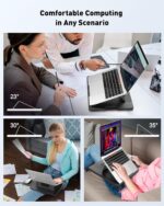 AboveTEK Adjustable Laptop Lap Desk, 3 Ergonomic Angles, PU Leather Non-Slip Surface, Heat Shield, Retractable Mouse Pad, Portable Laptop Lap pad Workstation for Bed, Sofa, Travel - Image 8