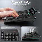 TECKNET Wireless Keyboard, 2.4G Silent Full-Size USB Keyboard with Number Pad, Ergonomic Keys & Foldable Feet, Compatible with Laptop, PC, Desktop, Surface, Windows 11/10/8/7 – QWERTY US Layout, Black - Image 6