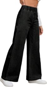Women's Wide Leg Jeans Low Rise Baggy Loose Casual Black Denim Pants Boyfriend Jeans - Image 5