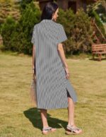 HOTOUCH Womens Summer Dress Casual Midi Short Sleeve Shirt Button Down Loose Beach Dress with Pockets - Image 6