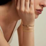 MEVECCO Gold Morse Code Bracelet for Women 18K Gold Plated Tiger Eye Stone Mixed Bracelets Handmade Gold Custom Morse Code Chain Bracelet Stack Jewelry Gifts - Image 3