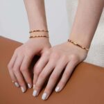 MEVECCO Gold Morse Code Bracelet for Women 18K Gold Plated Tiger Eye Stone Mixed Bracelets Handmade Gold Custom Morse Code Chain Bracelet Stack Jewelry Gifts - Image 4