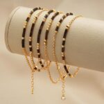 MEVECCO Gold Morse Code Bracelet for Women 18K Gold Plated Tiger Eye Stone Mixed Bracelets Handmade Gold Custom Morse Code Chain Bracelet Stack Jewelry Gifts - Image 9
