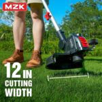 MZK 20V 12'' Cordless String Trimmer, Grass Trimmer&Edger with 8 Replacement Spools, Battery Powered Weed Trimmer with Auto Line Feed for Garden, Lawn(2 * 2AH Battery and Charger Included),ST12D07 - Image 3