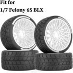 RC Wheels and Tires On Road Tire Tyre for 1/7 Felony 6S BLX,17mm Hex Plastic Wheels RC Truck Tires Highway Tire On Road Tyre,4pcs,White - Image 3