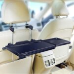 2 in 1 Car Steering Wheel Tray/Back Seat Headrest Tray for Eating Food Drink and Writing Laptop Work, Black Car Desk - Image 3