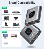 HDMI Switch 4k@60hz Splitter, GANA Aluminum Bidirectional HDMI Switcher 2 in 1 Out, Manual HDMI Hub Supports HD Compatible with Xbox PS5/4/3 Blu-Ray Player Fire Stick Roku - Image 7