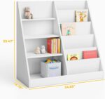 Tatub 6 Tier Kids Wooden Bookshelf and Toy Storage, Children Toy Organizer with Book Shelves, Toddler BookRack Baby Bookcase for Nursery, Playroom and Classroom, White - Image 3