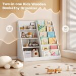 Tatub 6 Tier Kids Wooden Bookshelf and Toy Storage, Children Toy Organizer with Book Shelves, Toddler BookRack Baby Bookcase for Nursery, Playroom and Classroom, White - Image 4