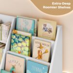 Tatub 6 Tier Kids Wooden Bookshelf and Toy Storage, Children Toy Organizer with Book Shelves, Toddler BookRack Baby Bookcase for Nursery, Playroom and Classroom, White - Image 5