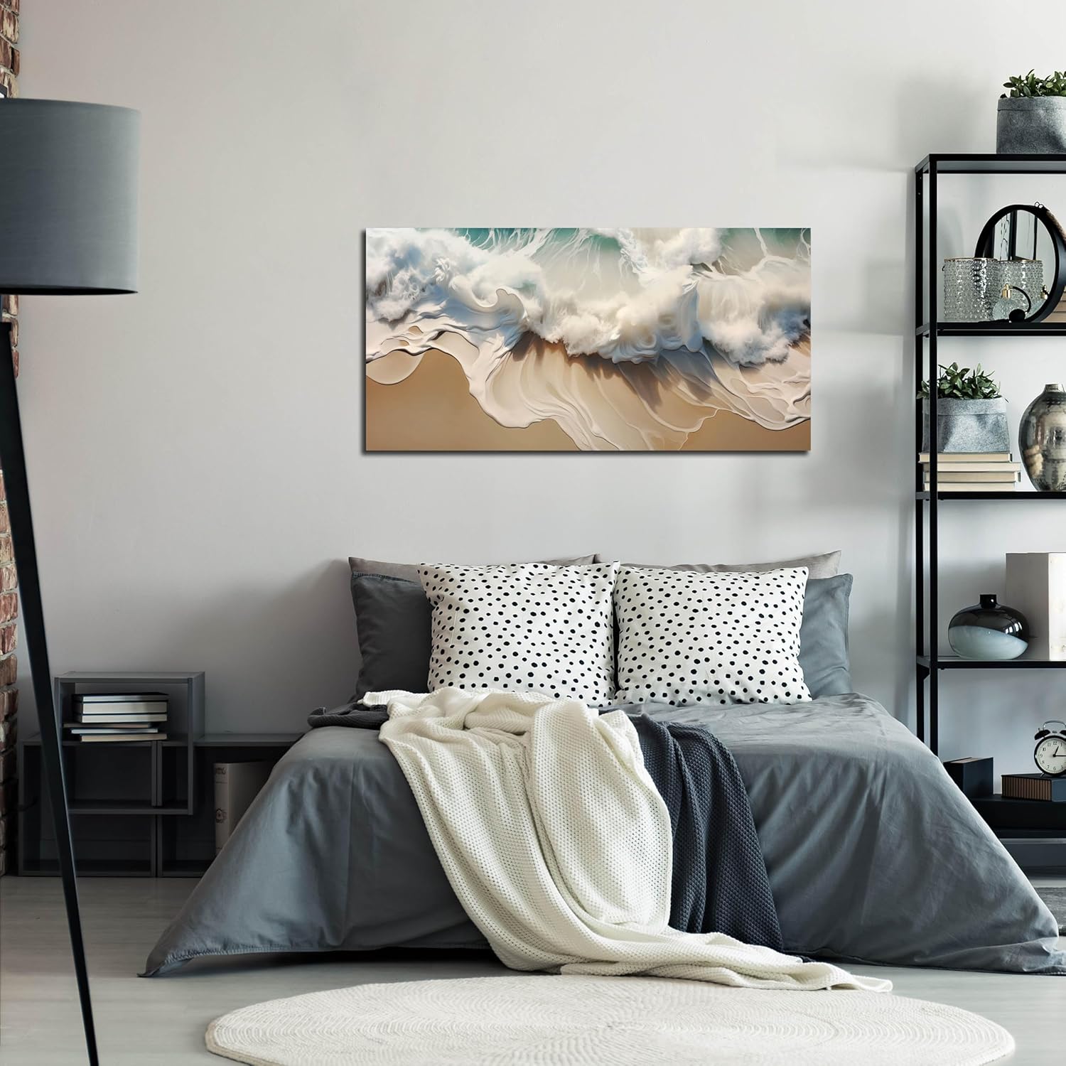 Ocean Waves Canvas Wall Art for Living Room, Beach Scenery View Home Decor Picture, Sea Waves Canvas Wall-Decoration, Seaside Scene Decorative Print Artwork for Office Bedroom, Size 40x20 Inches - Image 4