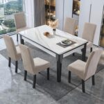 Genina 100% Waterproof Chair Covers for Dining Room Set of 6, Large Dining Room Chair Covers Protectors Stretch Kitchen Parson Chair Slipcovers for Home, Restaurant (Large, Leaves-Warm Gray) - Image 3