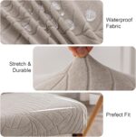 Genina 100% Waterproof Chair Covers for Dining Room Set of 6, Large Dining Room Chair Covers Protectors Stretch Kitchen Parson Chair Slipcovers for Home, Restaurant (Large, Leaves-Warm Gray) - Image 6