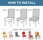 Genina 100% Waterproof Chair Covers for Dining Room Set of 6, Large Dining Room Chair Covers Protectors Stretch Kitchen Parson Chair Slipcovers for Home, Restaurant (Large, Leaves-Warm Gray) - Image 7