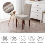 Genina 100% Waterproof Chair Covers for Dining Room Set of 6, Large Dining Room Chair Covers Protectors Stretch Kitchen Parson Chair Slipcovers for Home, Restaurant (Large, Leaves-Warm Gray) - Image 8