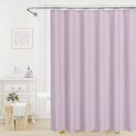 Purple Boho Fabric Cloth Shower Curtain, Lavender Farmhouse Shower Curtains for Chic Elegant Neutral Bathroom Decor, Bohemian Cute Shower Curtain with Shabby Geometric Texture, 72 x 72 - Image 3