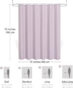 Purple Boho Fabric Cloth Shower Curtain, Lavender Farmhouse Shower Curtains for Chic Elegant Neutral Bathroom Decor, Bohemian Cute Shower Curtain with Shabby Geometric Texture, 72 x 72 - Image 8