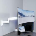 VIVO Premium Aluminum Heavy Duty Monitor Arm for Ultrawide Screens up to 49 inches and 44 lbs, Single Wall Mount, Pneumatic Height, Max VESA 100x100, White, MOUNT-V101G1W - Image 3