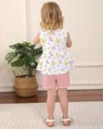 YUEMION Toddler Girl Clothes, 2Pcs Baby Girl Summer Outfits Sleeveless Bow Knot Tank Shirts Tops + Shorts Clothing Sets 1-5T - Image 4