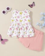 YUEMION Toddler Girl Clothes, 2Pcs Baby Girl Summer Outfits Sleeveless Bow Knot Tank Shirts Tops + Shorts Clothing Sets 1-5T - Image 7