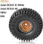 RC 1.9in Beadlock Wheels and Tires for 1/10 TRX4,Axia1 SCX10 II 90046 SCX10 III,D90 RC Crawler Car,Alloy 1.9in rc Beadlock Rims,Soft Rubber 1.9in rc Beadlock Tires,4pcs,Bronze - Image 3