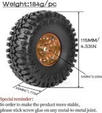 RC 1.9in Beadlock Wheels and Tires for 1/10 TRX4,Axia1 SCX10 II 90046 SCX10 III,D90 RC Crawler Car,Alloy 1.9in rc Beadlock Rims,Soft Rubber 1.9in rc Beadlock Tires,4pcs,Bronze - Image 4