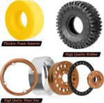 RC 1.9in Beadlock Wheels and Tires for 1/10 TRX4,Axia1 SCX10 II 90046 SCX10 III,D90 RC Crawler Car,Alloy 1.9in rc Beadlock Rims,Soft Rubber 1.9in rc Beadlock Tires,4pcs,Bronze - Image 6