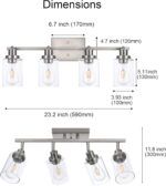 4 Light Track Lighting Fixtures Ceiling Kitchen Track Lighting Kit Brushed Nickel Bathroom Tracking Vanity Lights with Clear Glass Shade, Rotatable Spotlight for Accent Task Wall Art Hallway - Image 6