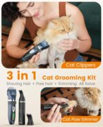 oneisall Cat Clippers and Paw Trimmer 3 in 1 Cat Grooming Kit,Cat Clippers for Matted Hair,Cordless Kitty Shaver for Matted Long Hair,2 Speed Pet Clippers - Image 3