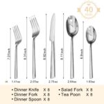 KINGSTONE Silverware Set, 40-Piece Forged Flatware Set Cutlery Set Premium Stainless Steel, Service for 8, for Kitchen, Home, Wedding, Party, Mirror Polished and Dishwasher Safe - Image 3