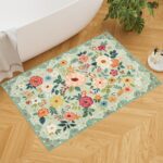 DUKINO 2x3 Rugs for Entryway, Floral Indoor Washable Front Door Mat, Non Slip Boho Small Carpet, Soft Low Pile Throw Rug for Entrance, Bedroom, Kitchen, Laundry, Bathroom, Green - Image 5